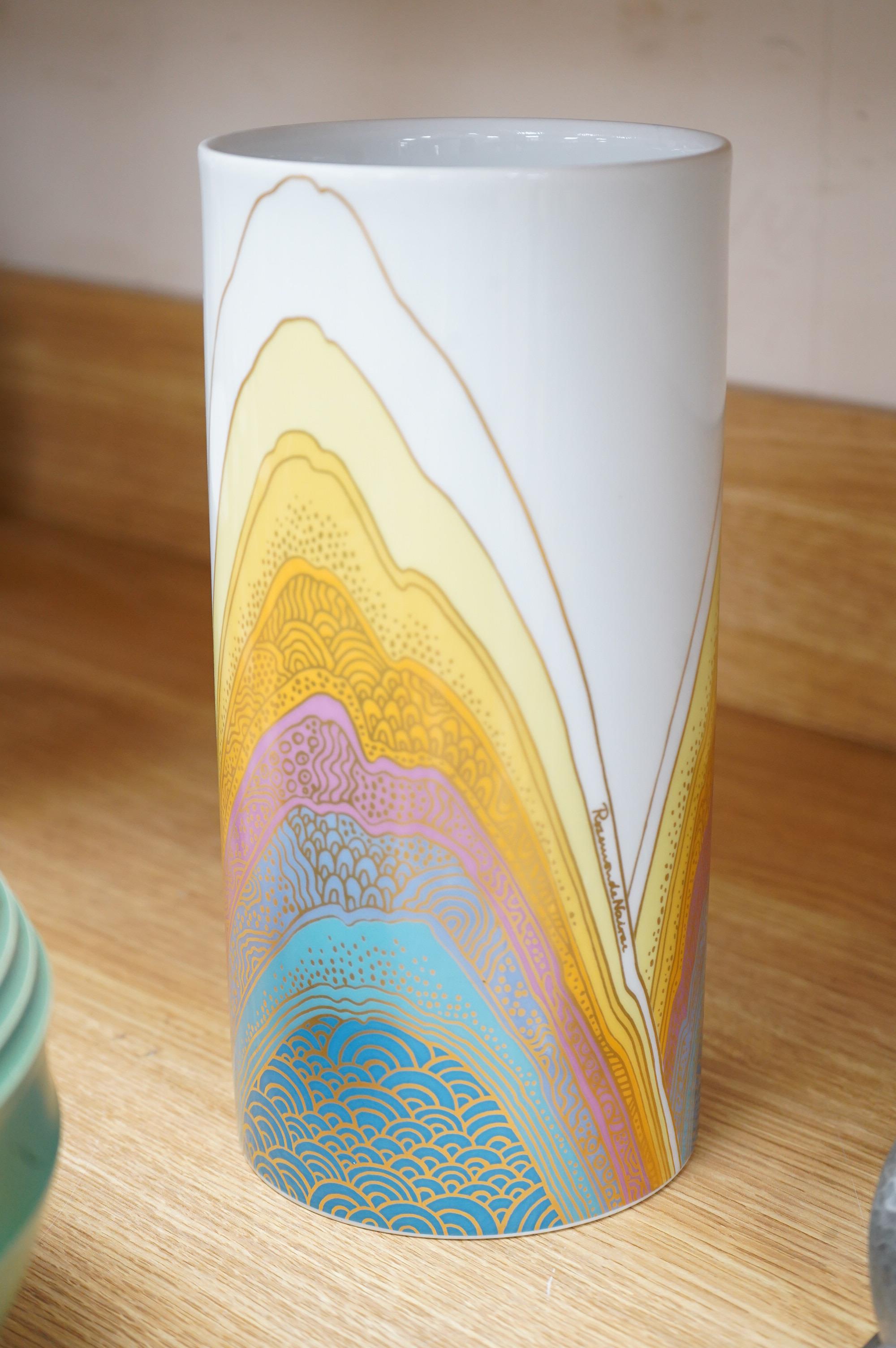 A 1970’s Rosenthal studio line cylindrical vase designed by Rosamunde Nairac, 25cm high
